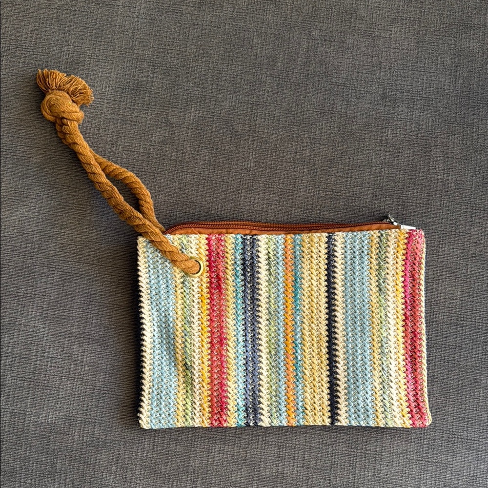 Striped Crochet Wristlet with Rope Handle